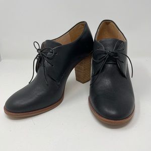 Madewell Bette Oxford Pump Black Leather Lace Up Block Heel